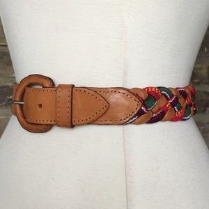 Vintage Belt S Leather Braided Hand Woven